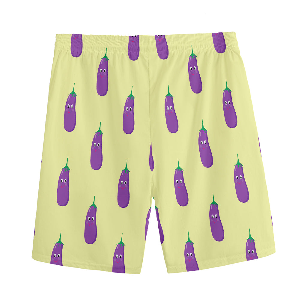 Cute Eggplant Pattern Print Men's Sports Shorts