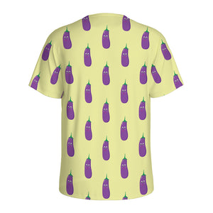 Cute Eggplant Pattern Print Men's Sports T-Shirt