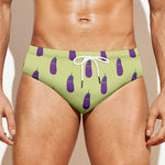 Cute Eggplant Pattern Print Men's Swim Briefs