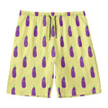 Cute Eggplant Pattern Print Men's Swim Trunks