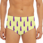 Cute Eggplant Pattern Print Men's Triangle Swim Briefs