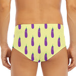 Cute Eggplant Pattern Print Men's Triangle Swim Briefs