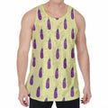 Cute Eggplant Pattern Print Men's Velvet Tank Top
