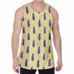 Cute Eggplant Pattern Print Men's Velvet Tank Top