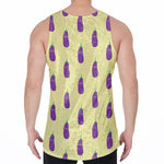 Cute Eggplant Pattern Print Men's Velvet Tank Top