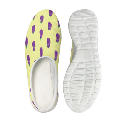 Cute Eggplant Pattern Print Mesh Casual Shoes