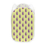 Cute Eggplant Pattern Print Mesh Laundry Hamper