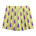 Cute Eggplant Pattern Print Mesh Shorts