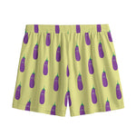 Cute Eggplant Pattern Print Mesh Shorts