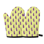 Cute Eggplant Pattern Print Oven Mitts