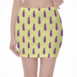 Cute Eggplant Pattern Print Pencil Mini Skirt