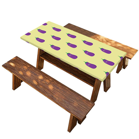Cute Eggplant Pattern Print Picnic Table Cover