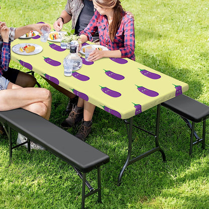 Cute Eggplant Pattern Print Picnic Table Cover