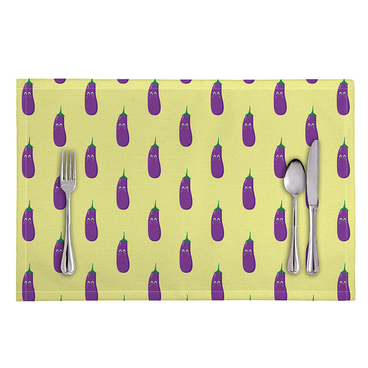 Cute Eggplant Pattern Print Placemat
