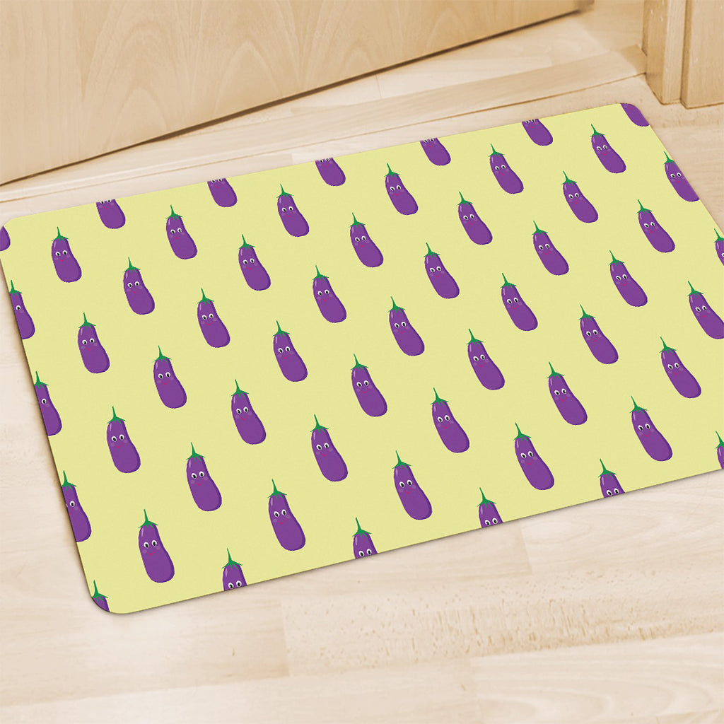 Cute Eggplant Pattern Print Polyester Doormat