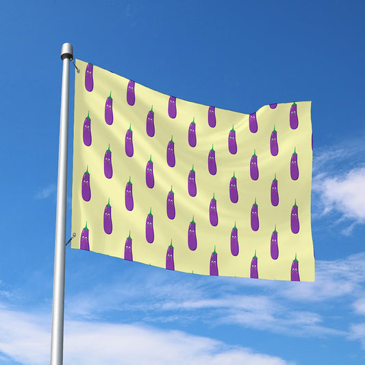 Cute Eggplant Pattern Print Polyester Flag