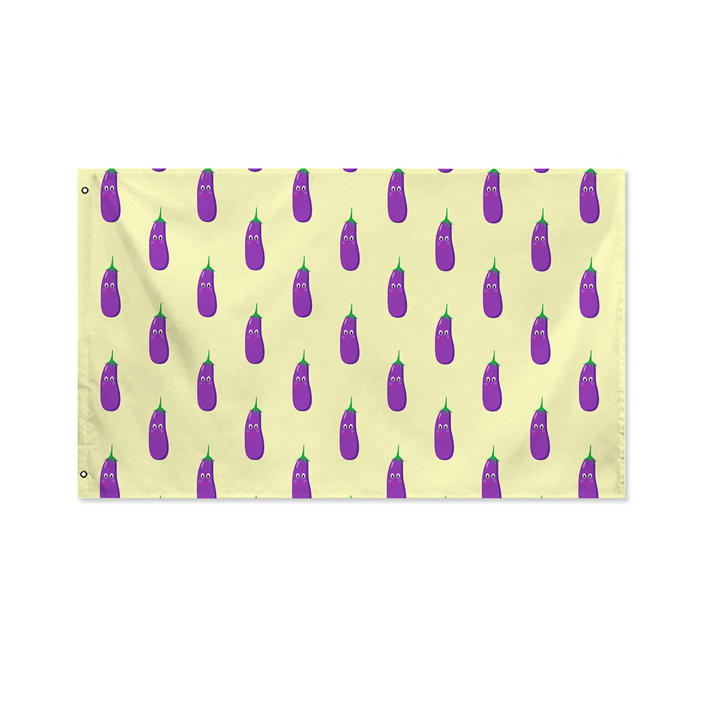 Cute Eggplant Pattern Print Polyester Flag