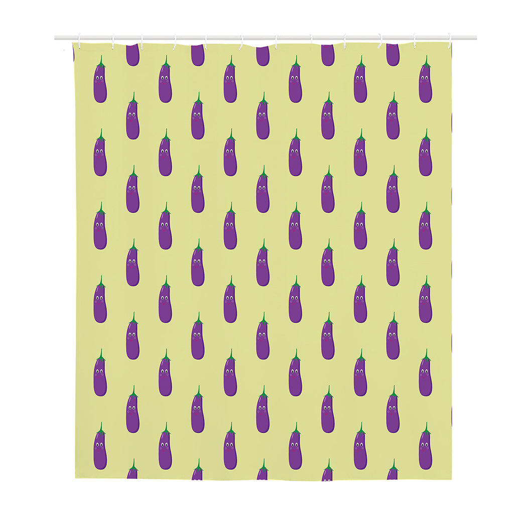 Cute Eggplant Pattern Print Polyester Shower Curtain