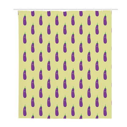 Cute Eggplant Pattern Print Polyester Shower Curtain