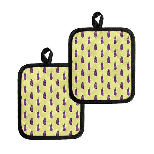 Cute Eggplant Pattern Print Pot Holders