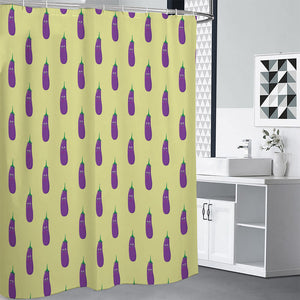 Cute Eggplant Pattern Print Premium Shower Curtain