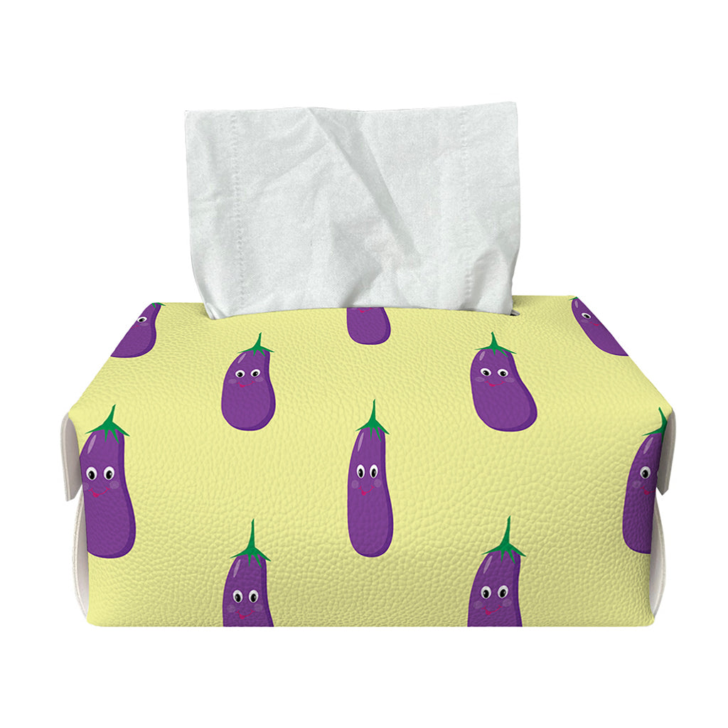Cute Eggplant Pattern Print Rectangle Tissue Box Cover
