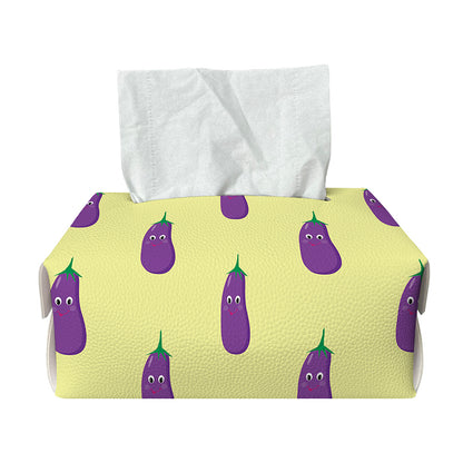 Cute Eggplant Pattern Print Rectangle Tissue Box Cover