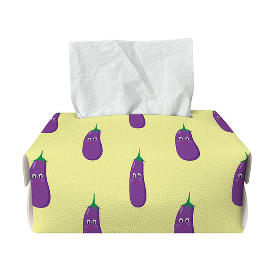 Cute Eggplant Pattern Print Rectangle Tissue Box Cover