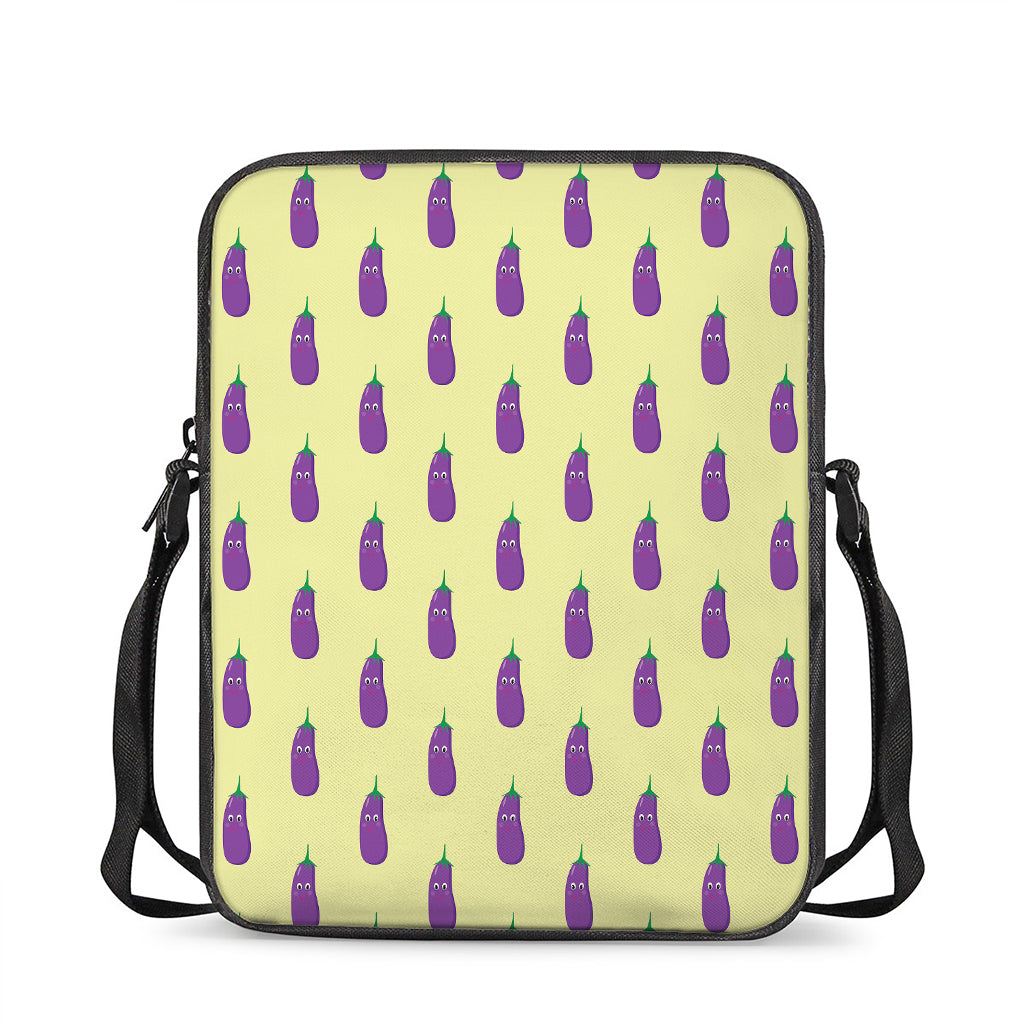 Cute Eggplant Pattern Print Rectangular Crossbody Bag
