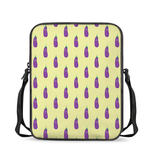Cute Eggplant Pattern Print Rectangular Crossbody Bag
