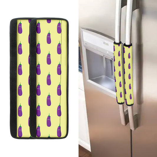 Cute Eggplant Pattern Print Refrigerator Handle Covers