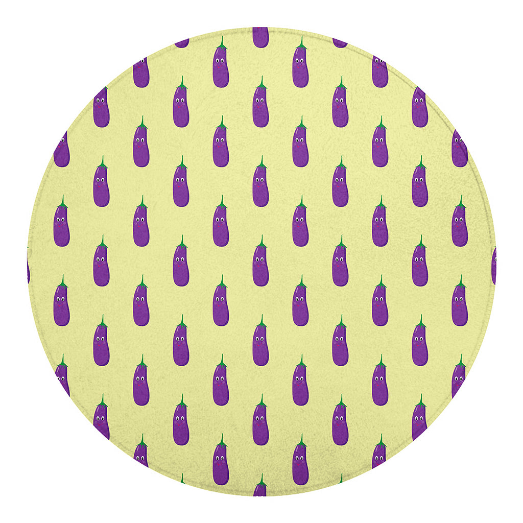 Cute Eggplant Pattern Print Round Blanket