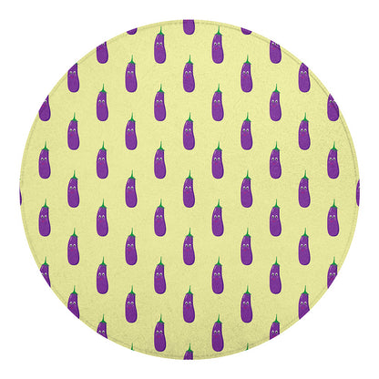 Cute Eggplant Pattern Print Round Blanket