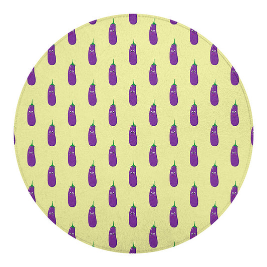 Cute Eggplant Pattern Print Round Blanket