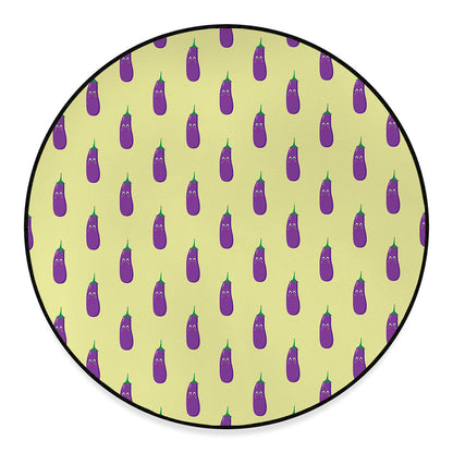 Cute Eggplant Pattern Print Round Floor Mat
