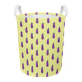 Cute Eggplant Pattern Print Round Laundry Basket