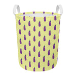 Cute Eggplant Pattern Print Round Laundry Basket