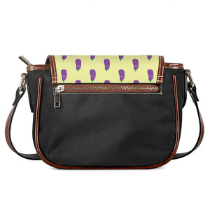 Cute Eggplant Pattern Print Saddle Bag