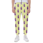 Cute Eggplant Pattern Print Scuba Joggers