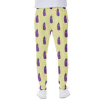 Cute Eggplant Pattern Print Scuba Joggers