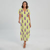 Cute Eggplant Pattern Print Short Sleeve Maxi Dress