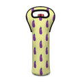 Cute Eggplant Pattern Print Single Neoprene Wine Tote