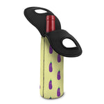 Cute Eggplant Pattern Print Single Neoprene Wine Tote