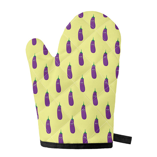 Cute Eggplant Pattern Print Single Oven Mitt