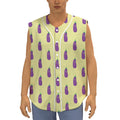 Cute Eggplant Pattern Print Sleeveless Baseball Jersey