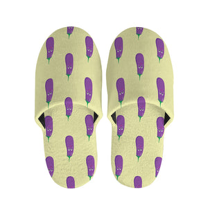 Cute Eggplant Pattern Print Slippers