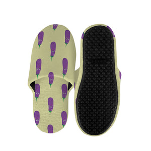 Cute Eggplant Pattern Print Slippers