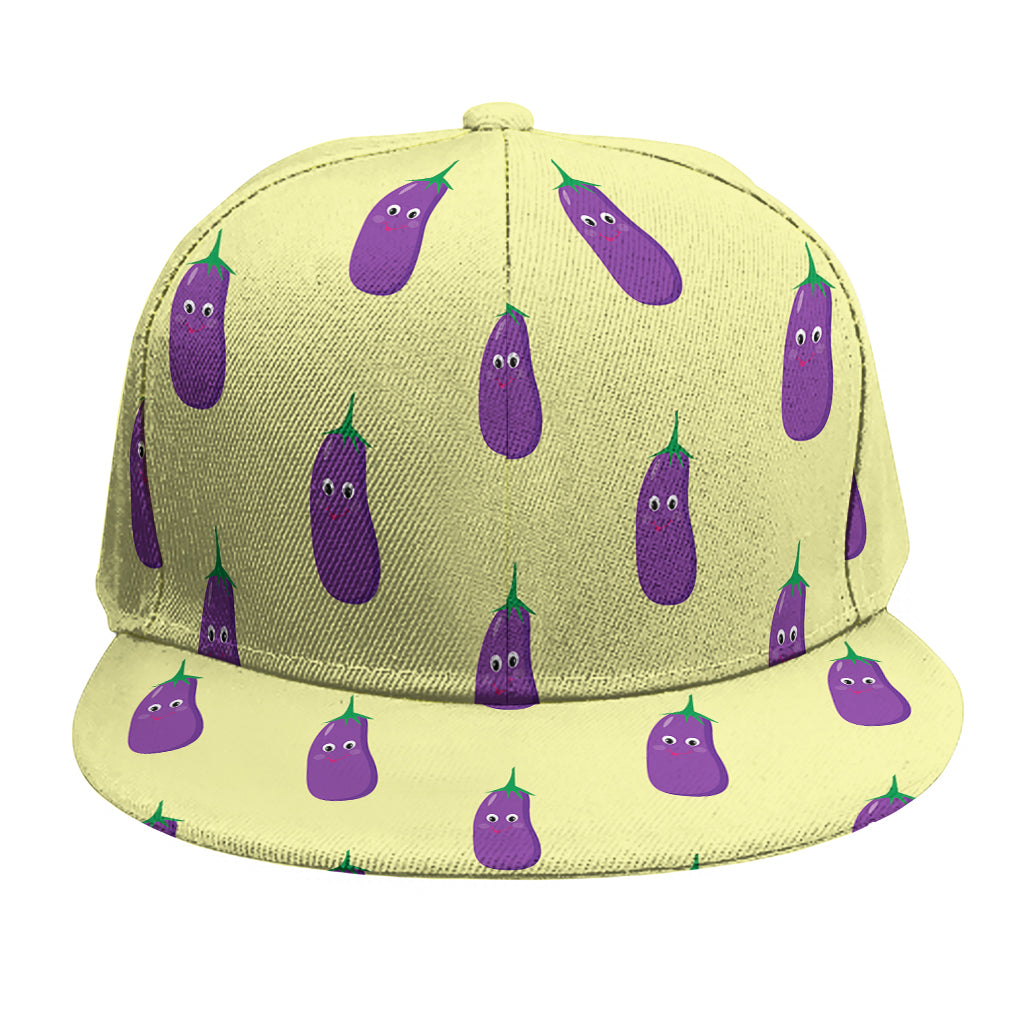 Cute Eggplant Pattern Print Snapback Cap