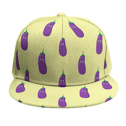 Cute Eggplant Pattern Print Snapback Cap