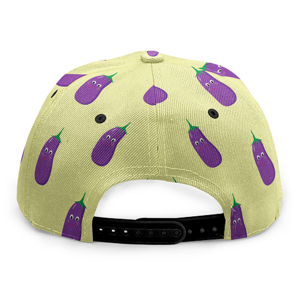 Cute Eggplant Pattern Print Snapback Cap